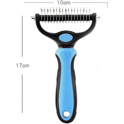 Stainless Steel Double-Sided Pet Detangling Comb - Grooming Shedding Brush for Dogs and Cats with Optimal Blade Spacing for Effective Matting and Fur Removal