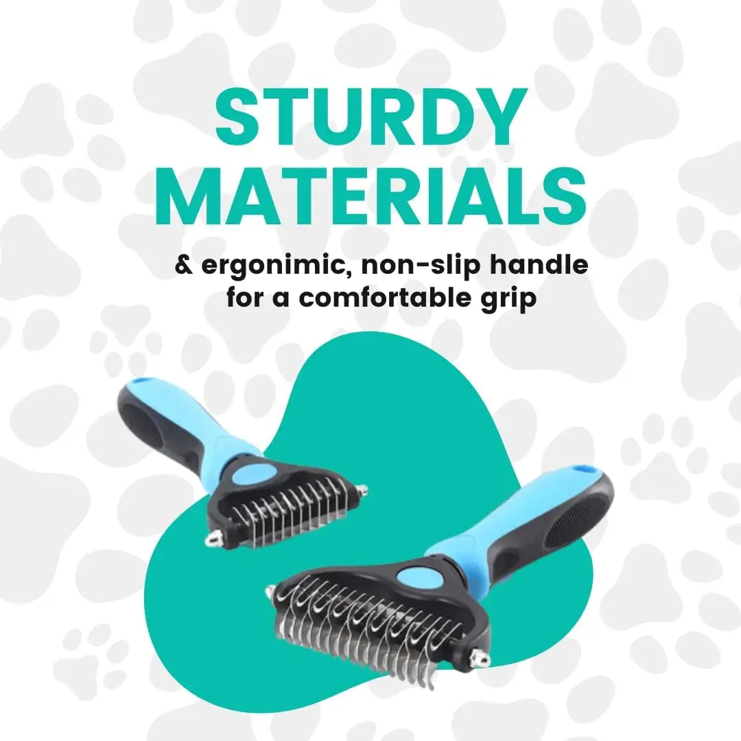 Stainless Steel Double-Sided Pet Detangling Comb - Grooming Shedding Brush for Dogs and Cats with Optimal Blade Spacing for Effective Matting and Fur Removal