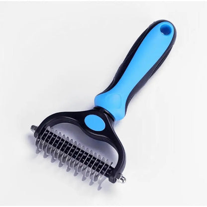 Stainless Steel Double-Sided Pet Detangling Comb - Grooming Shedding Brush for Dogs and Cats with Optimal Blade Spacing for Effective Matting and Fur Removal