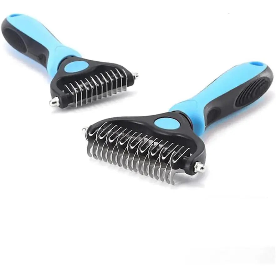 Stainless Steel Double-Sided Pet Detangling Comb - Grooming Shedding Brush for Dogs and Cats with Optimal Blade Spacing for Effective Matting and Fur Removal