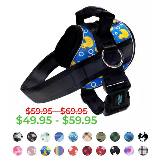 Joyride 2.0 (ALL PATTERNS) Dog Harness with 13 Personalized Nametags & No-Pull Technology for Comfortable Walks , with Emergency Handle, Reflective 360 and Soft Padded Mesh Durable and Heavy Duty Harness for Dogs Small and Large Frenchie Corgi Pugs